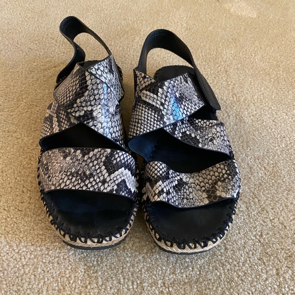 Tenison Snakeskin-Embossed Leather Sandals - Picture 2 of 4